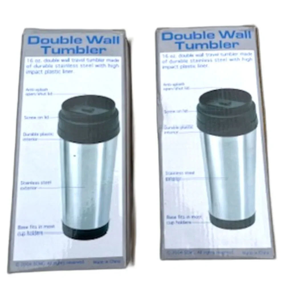 16oz Tumblers . Stainless Steel Double Wall Anti Splash w/ Lids . New in Boxes
